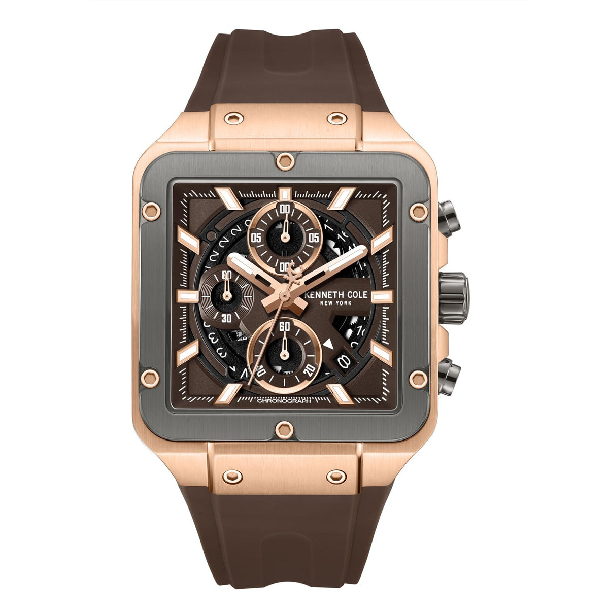 Kenneth Cole Quartz Analog with Brown Dial Brown Silicone Strap Watch for Men