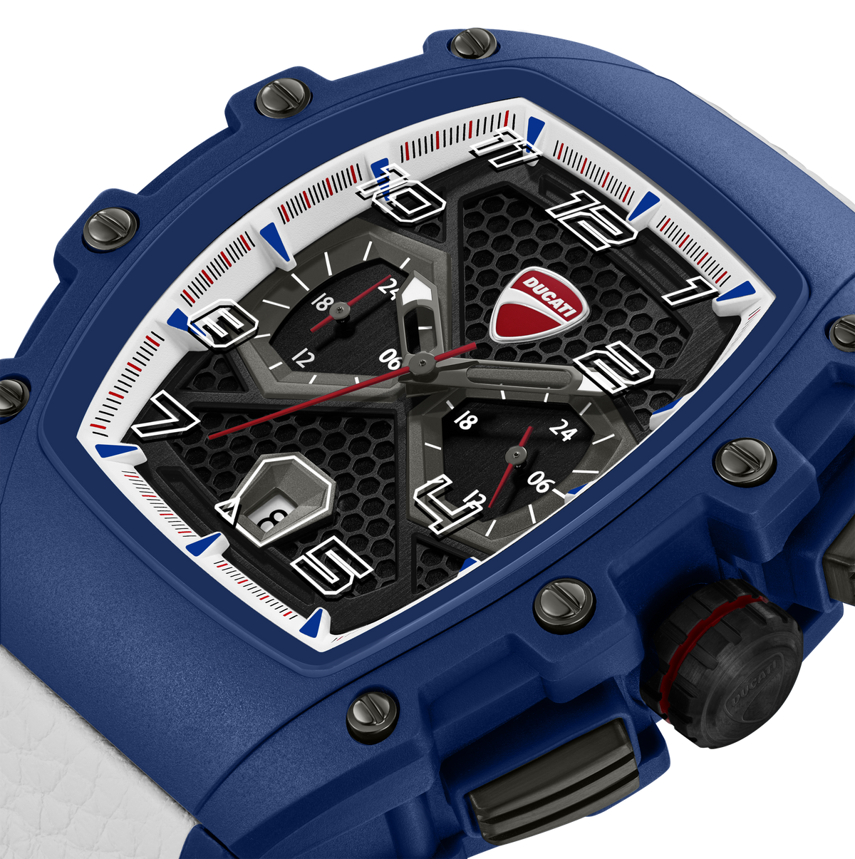 Ducati Quartz Multifunction Black Dial Blue Silicone Strap Watch For Men