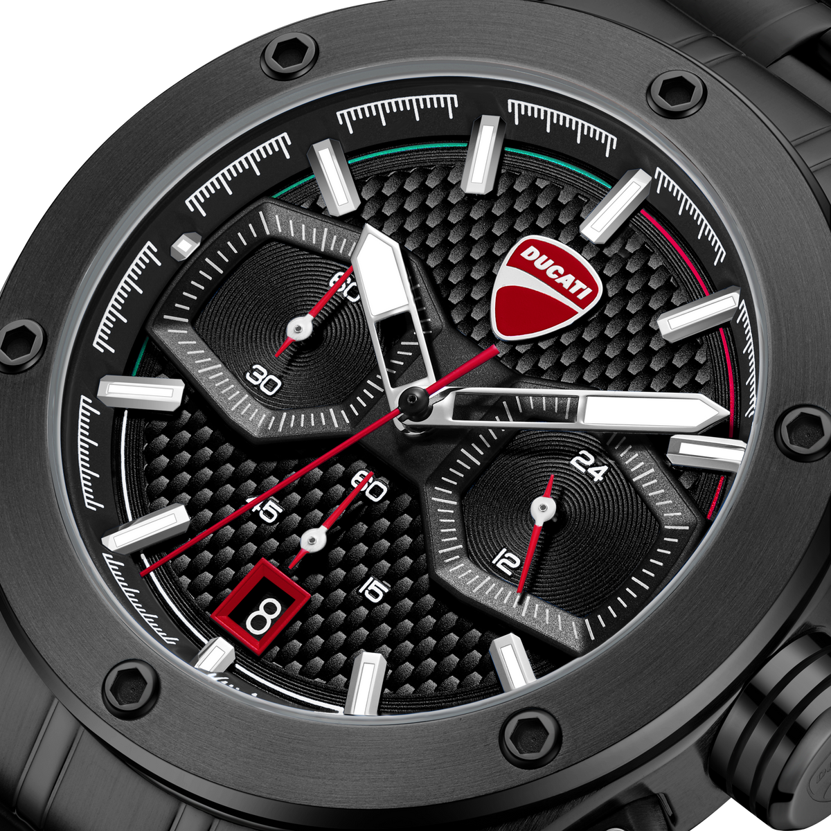 Ducati Quartz Chronograph Black Dial Black Stainless Steel Strap Watch For Men
