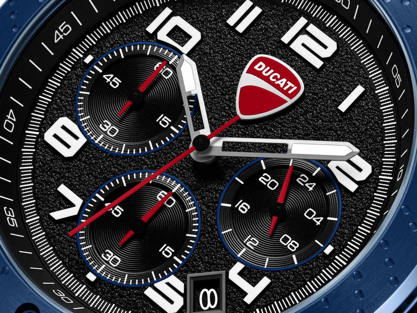 Ducati Quartz Chronograph Black Dial Blue Stainless Steel Strap Watch For Men