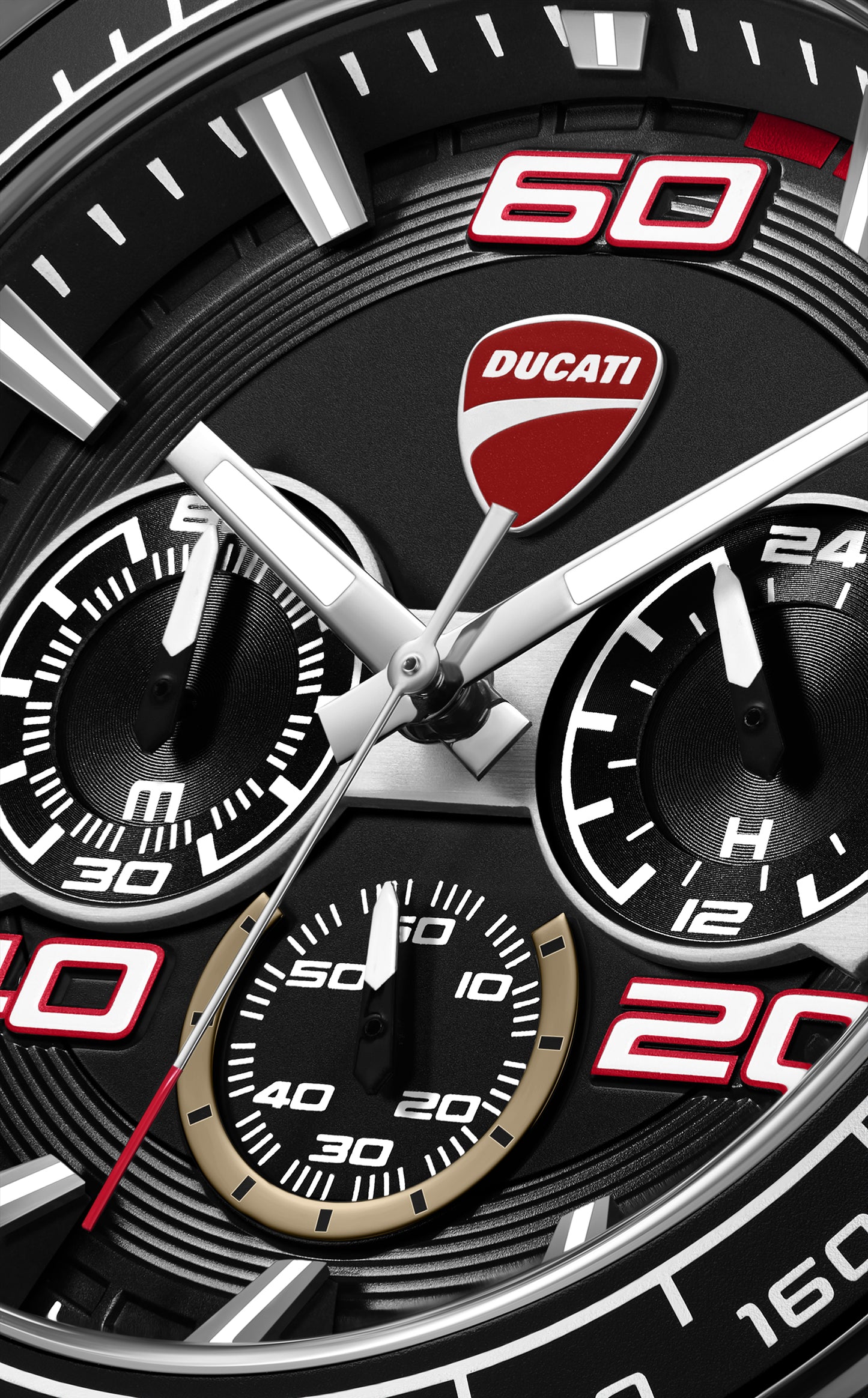 Ducati Quartz Chronograph Black Dial Red Silicone Strap Watch For Men