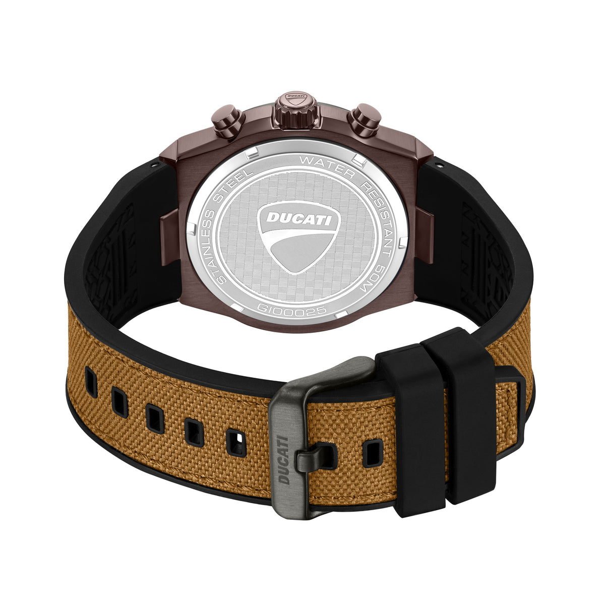 Ducati Quartz Chronograph Brown Dial Black Silicone Strap Watch For Men