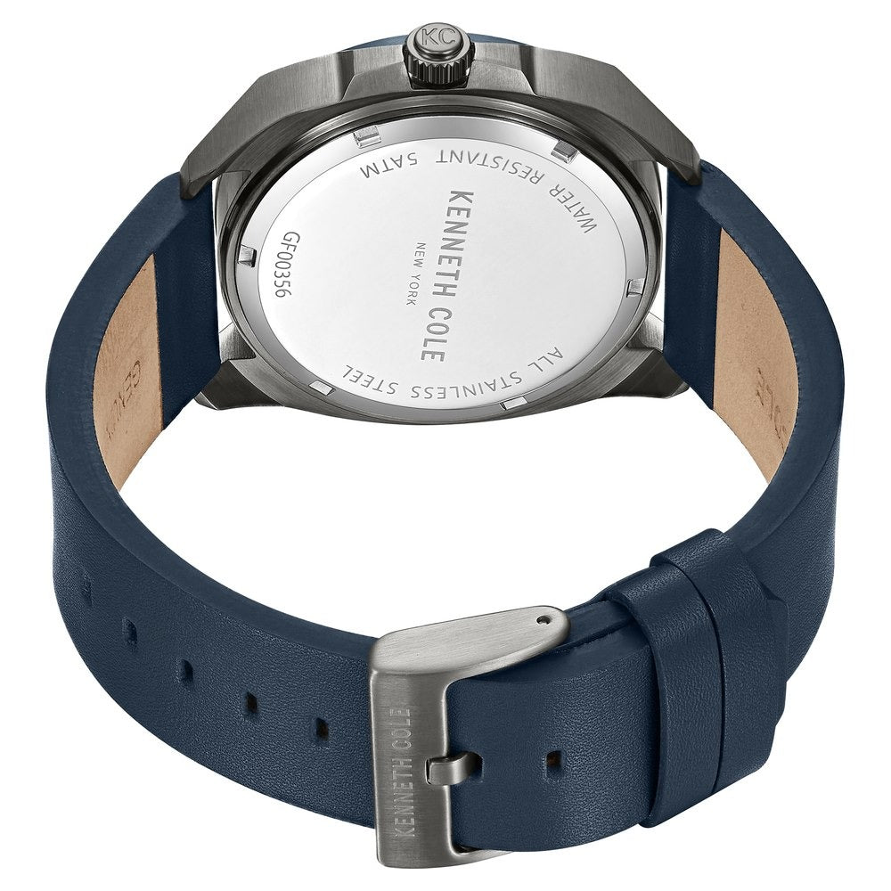 Kenneth Cole Quartz Multifunction Blue Dial Leather Strap Watch for Men