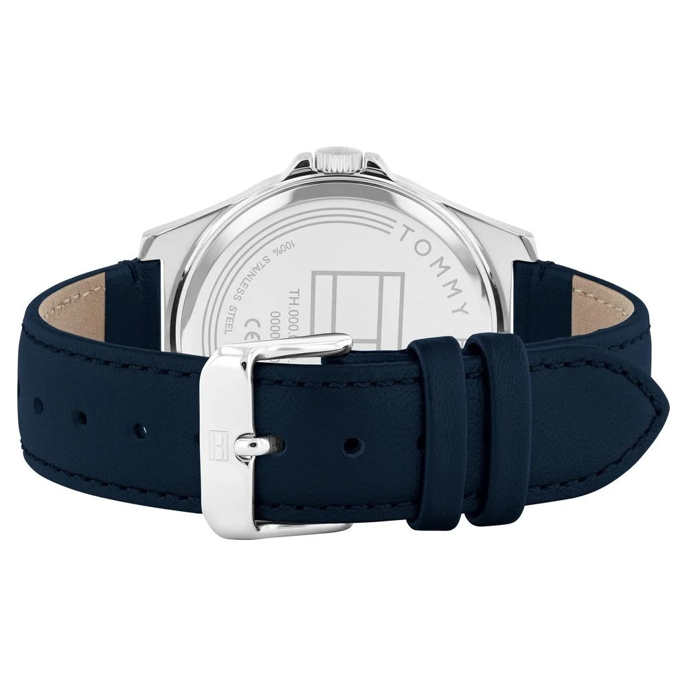 Tommy Hilfiger Analog Blue Dial Blue Color Leather Strap Watch For Men