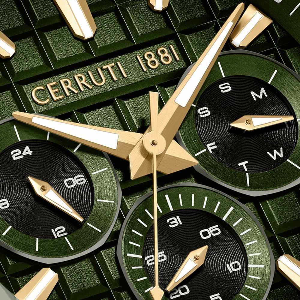 Cerruti 1881 Quartz Multifunction Green Dial Green Silicone Strap Watch For Men