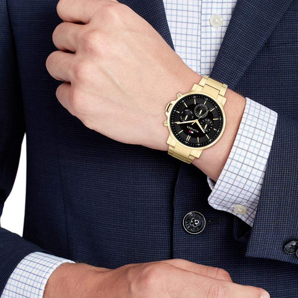 Tommy Hilfiger Multifunction Black Stainless Steel Strap for Men