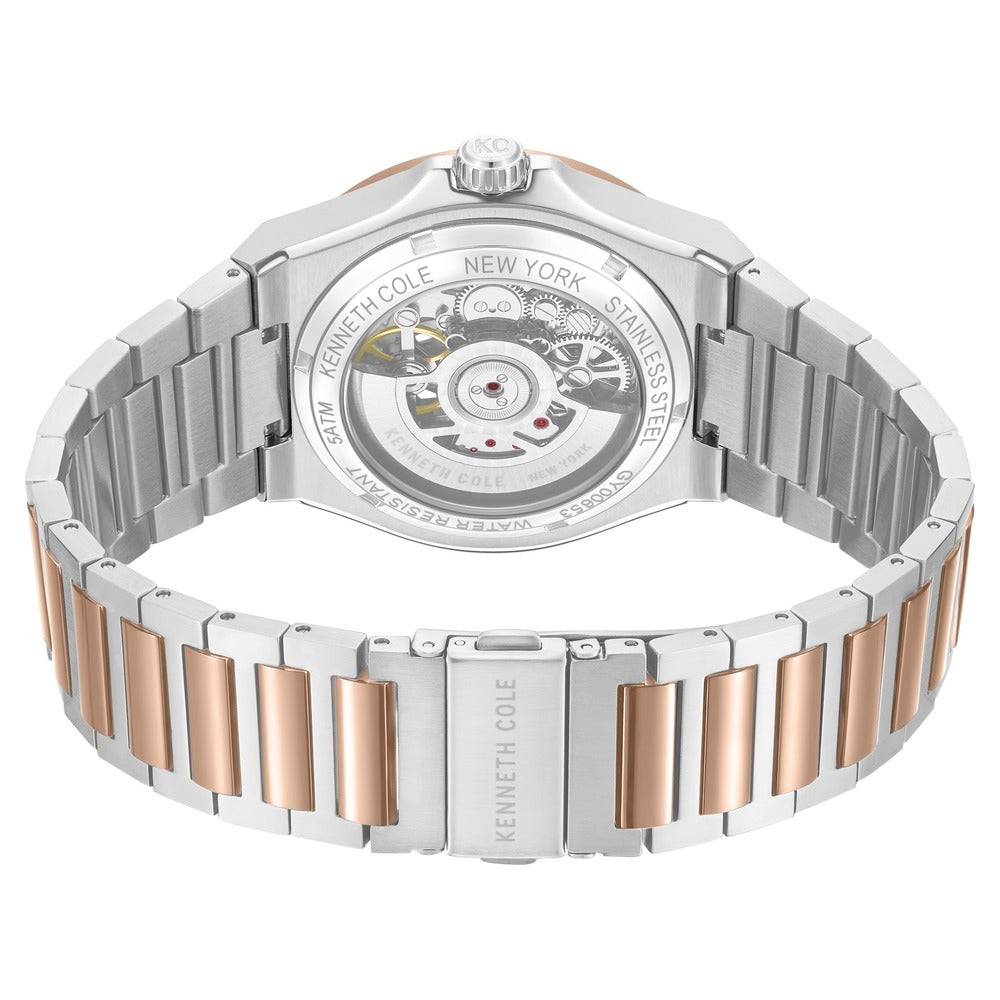 Kenneth Cole Automatic Grey Dial Two Toned Stainless Steel Strap Watch For Men