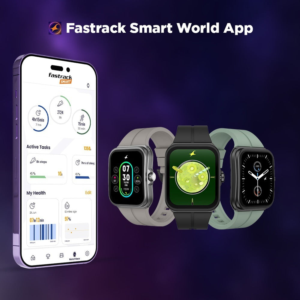 Fastrack VOX Neo Smartwatch 4.8CM Ultra Vu Display, Offline Voice Commands, Functional Crown, IP68, Multiple Menu Styles