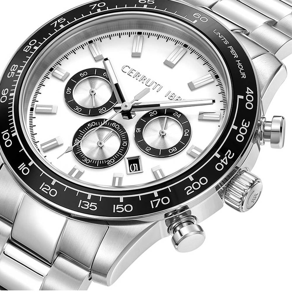 Cerruti 1881 Quartz Chronograph White Dial Stainless Steel Strap Watch for Men