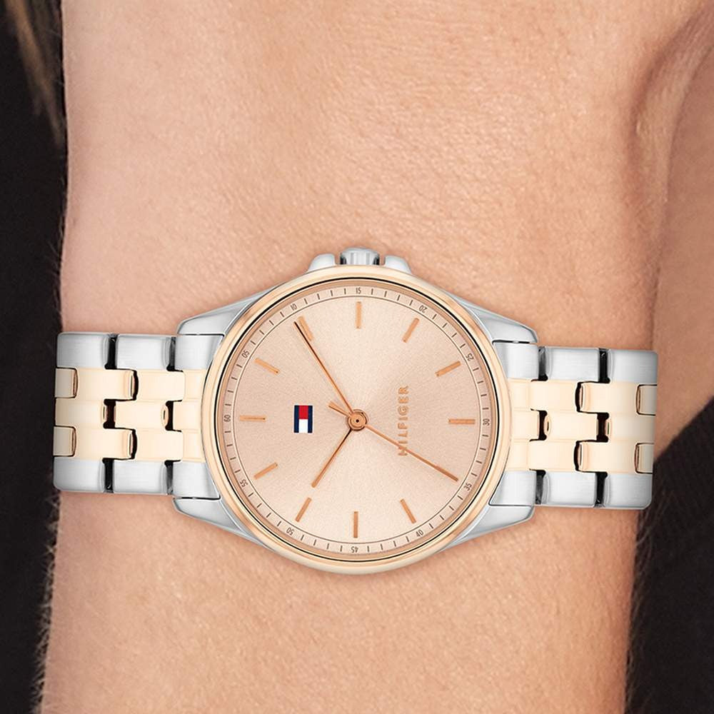 Tommy Hilfiger Quartz Analog Rose Gold Dial Two Toned Stainless Steel Strap Watch For Women