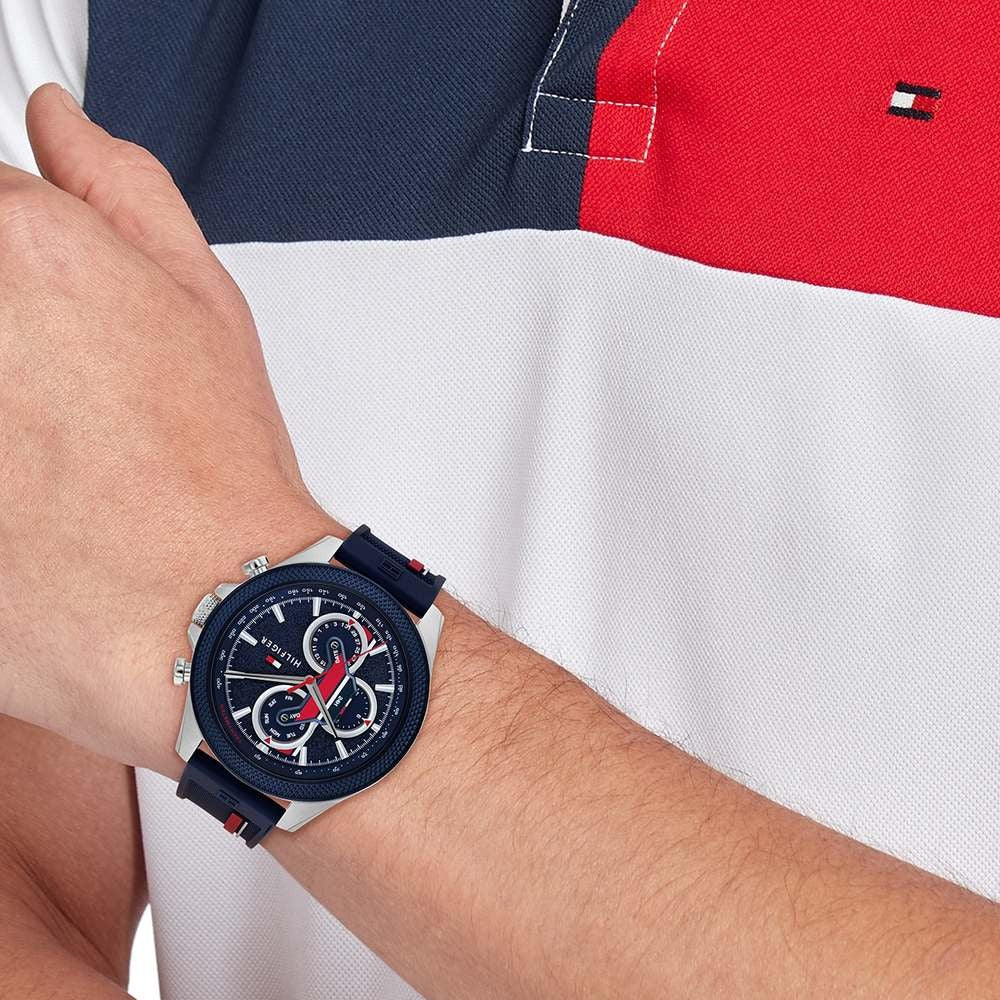 Tommy Hilfiger Quartz Multifunction Blue dial Silicone Strap Watch for Men