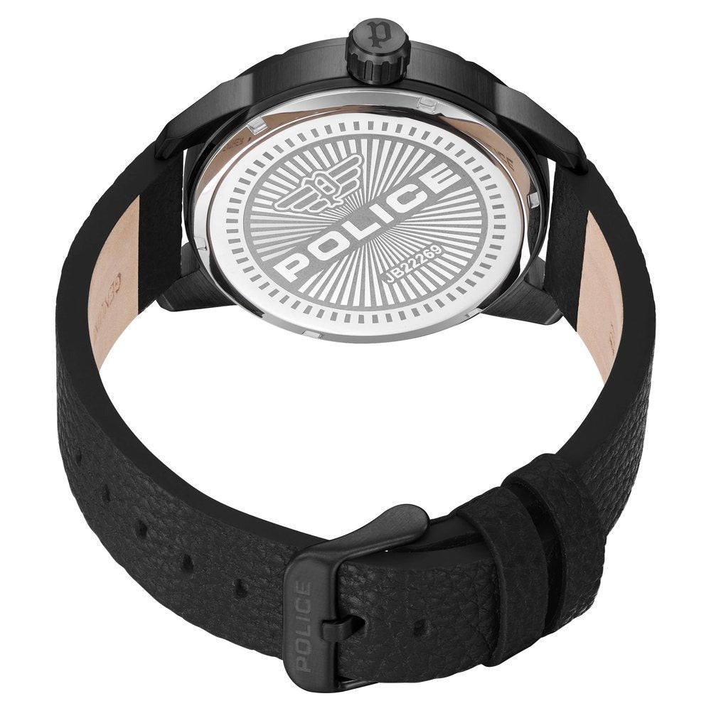 Police Quartz Analog with Date Grey Dial Leather Strap Watch for Men