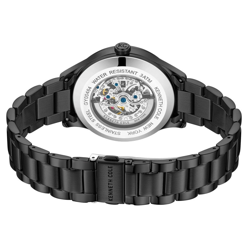 Kenneth Cole Automatic Black Round Dial Black Stainless Steel Strap Watch For Men