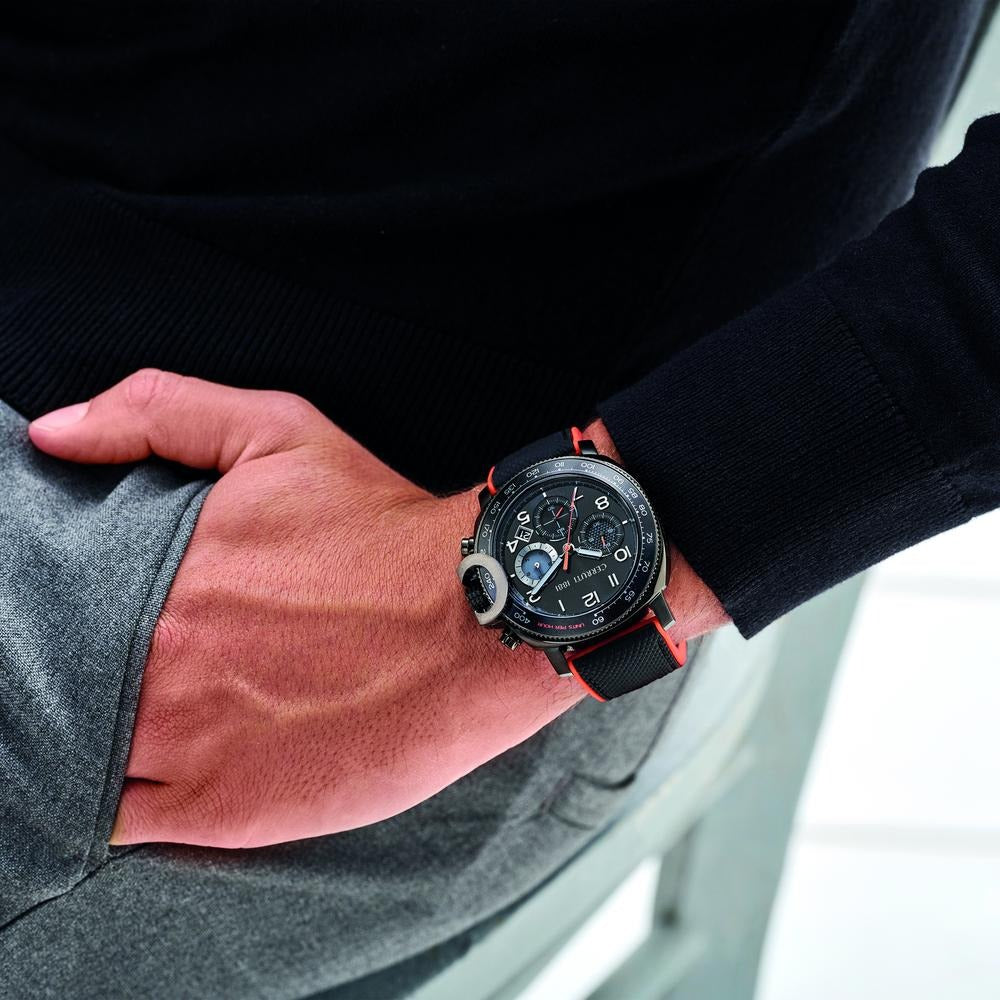 Cerruti 1881 Black Dial Silicone Strap Watch for Men