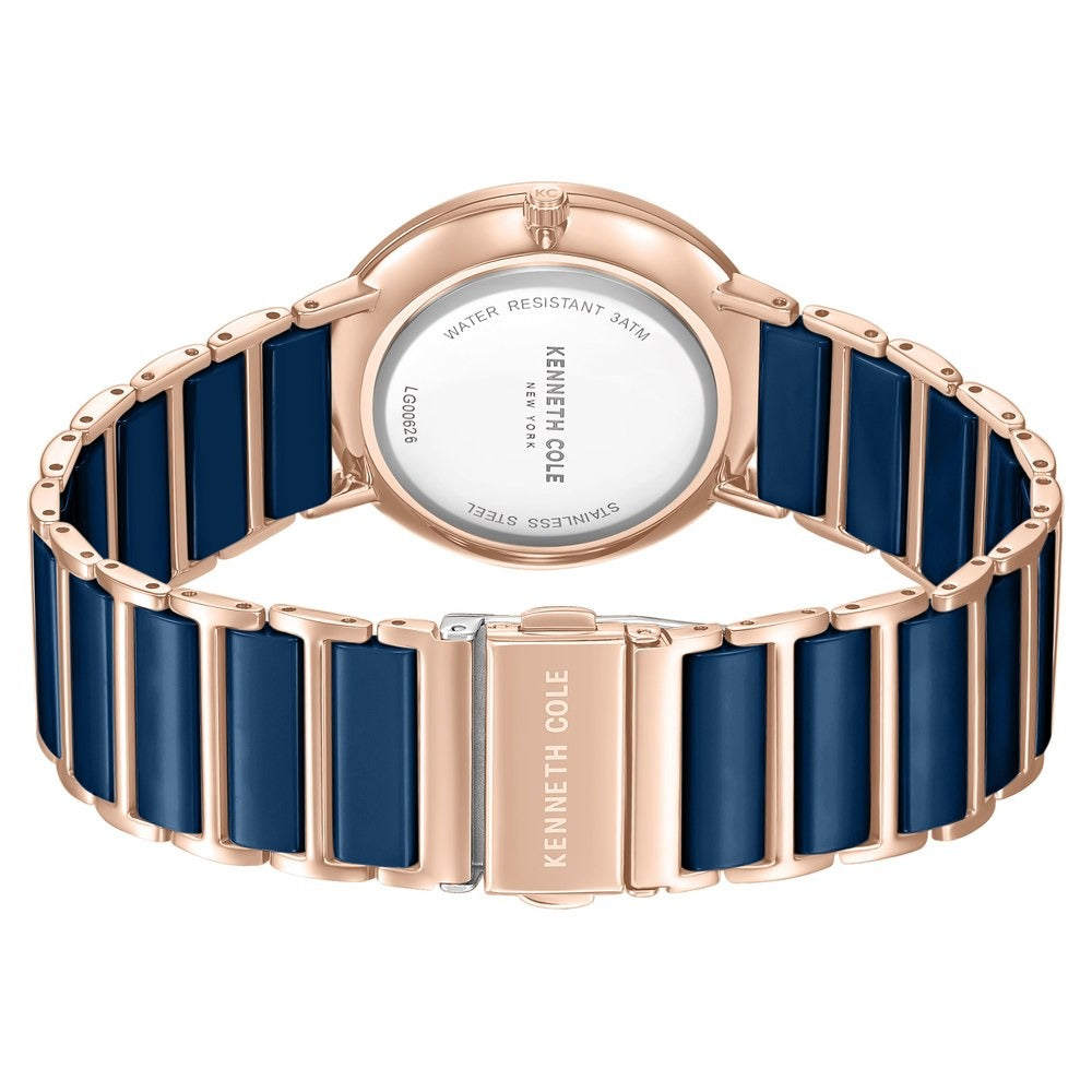 Kenneth Cole Quartz Analog Blue Dial Blue Stainless Steel & Ceramic Strap Watch For Women
