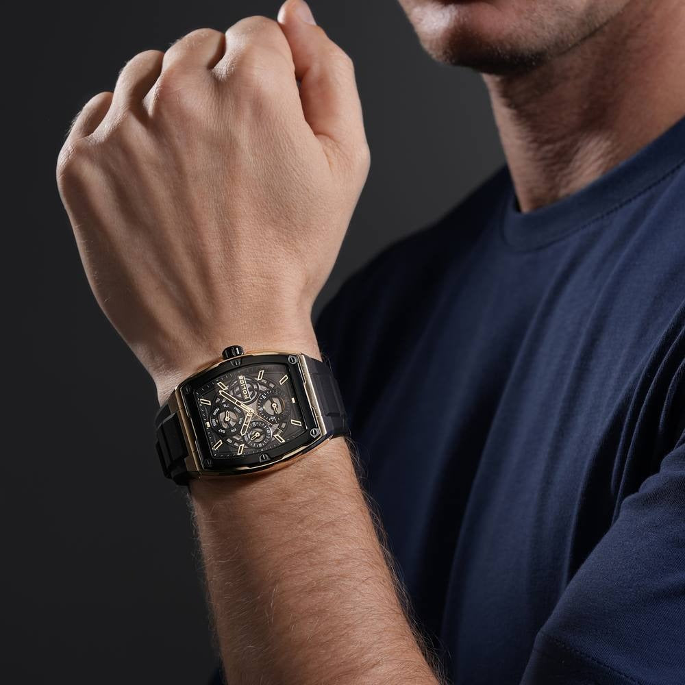 Police Quartz Multifunction Black Dial Black Silicone Strap Watch for Men