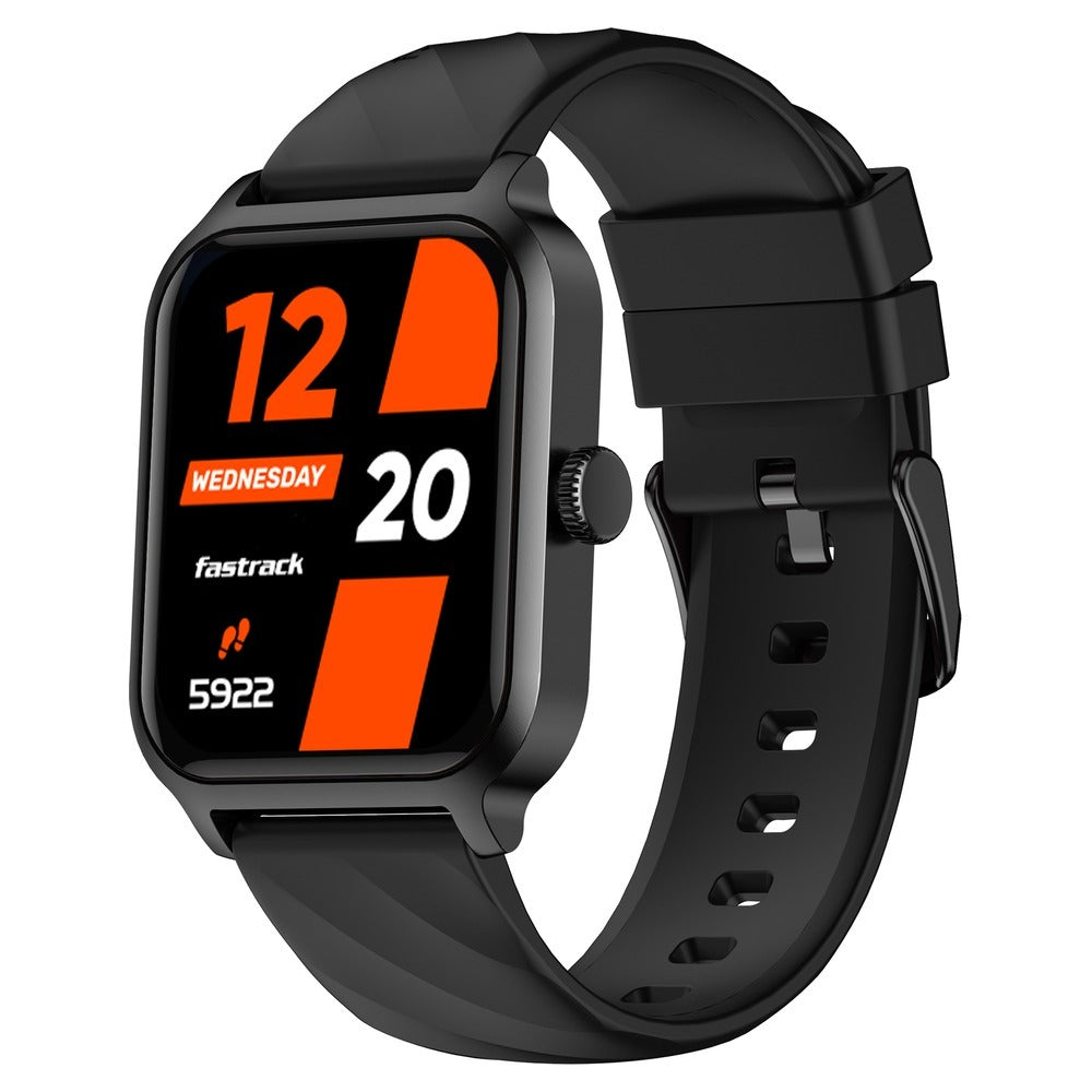 Fastrack Rave FX2 with 4.64 cm UltraVU HD Display, SingleSync BT Calling, Functional Crown with Black Strap