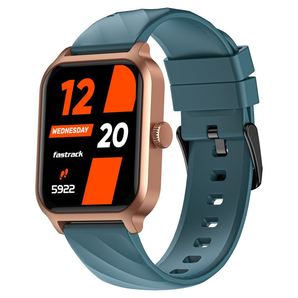 Fastrack Rave FX2 with 4.64 cm UltraVU HD Display, SingleSync BT Calling, Functional Crown with Teal Strap