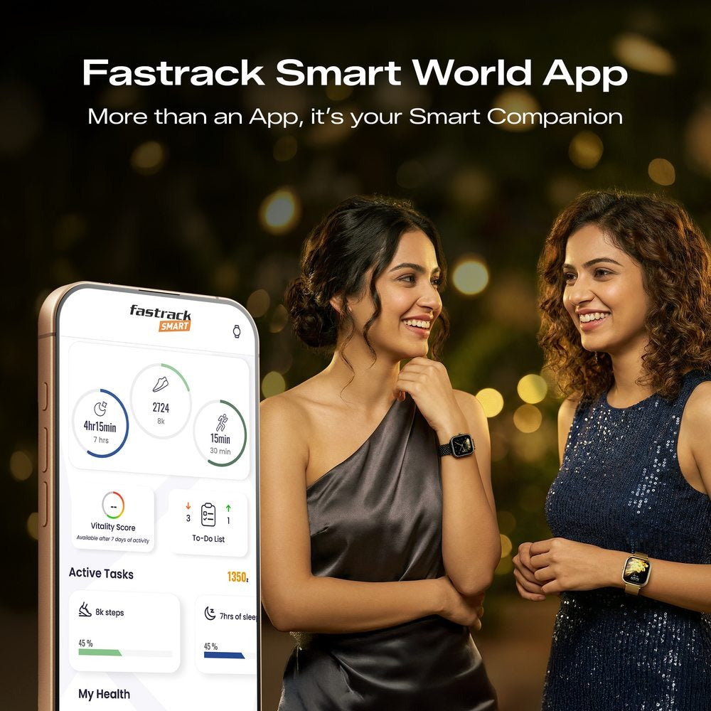 Fastrack Noir Rizz Women Smartwatch with 1.72" inch HD Display, Womens Health, Functional Crown, Additional Silicone Strap
