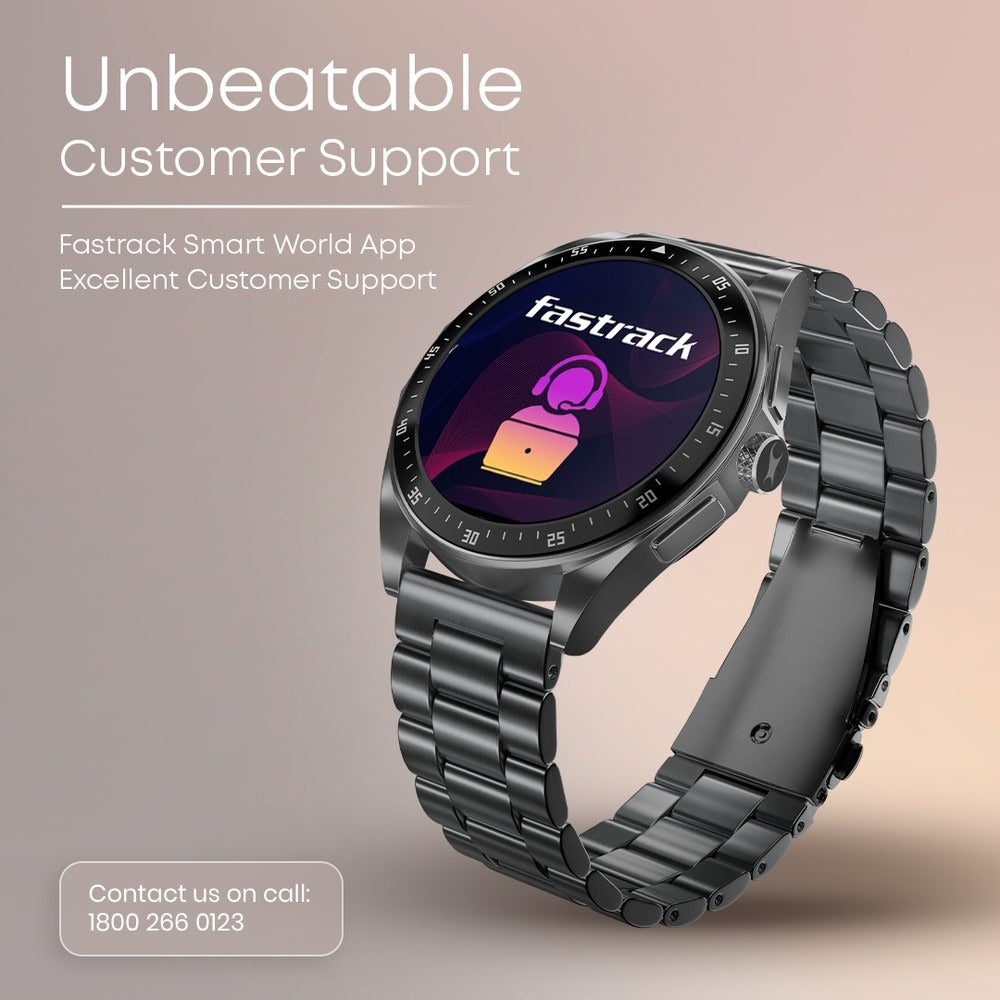 Fastrack Radiant FX1 Luxury Metal Smartwatch with 3.6 cm AMOLED Display, SingleSync BT Calling, Functional Crown