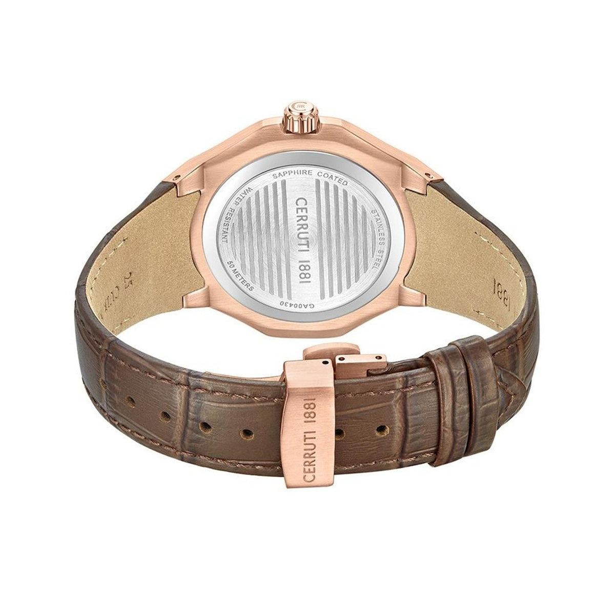 Cerruti SS24 Quartz Green Dial Brown Leather Strap Watch for Men