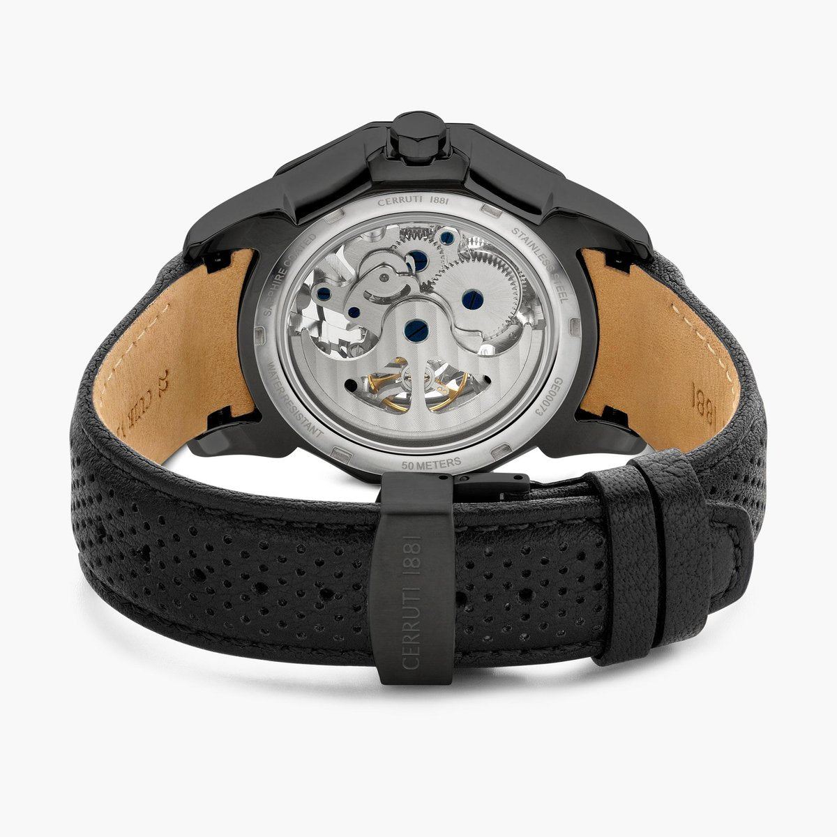 CERRUTI 1881 Men Skeleton Automatic Watch with Leather Strap