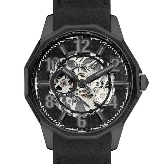CERRUTI 1881 Men Skeleton Automatic Watch with Leather Strap