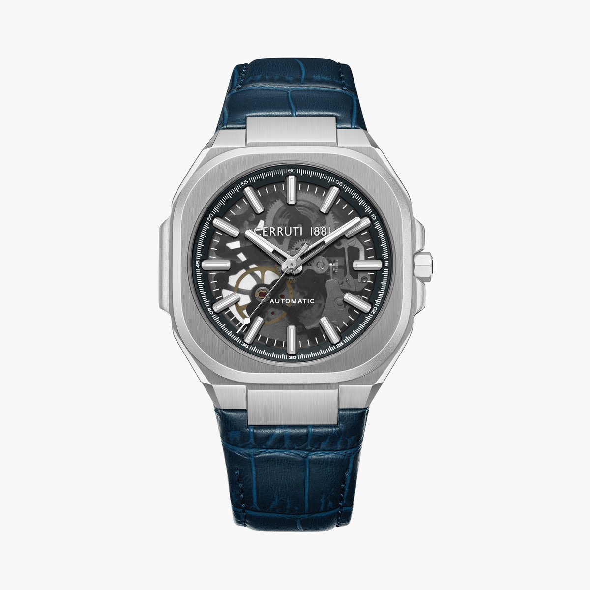 CERRUTI 1881 Men Blue Dial Automatic Watch with Leather Strap