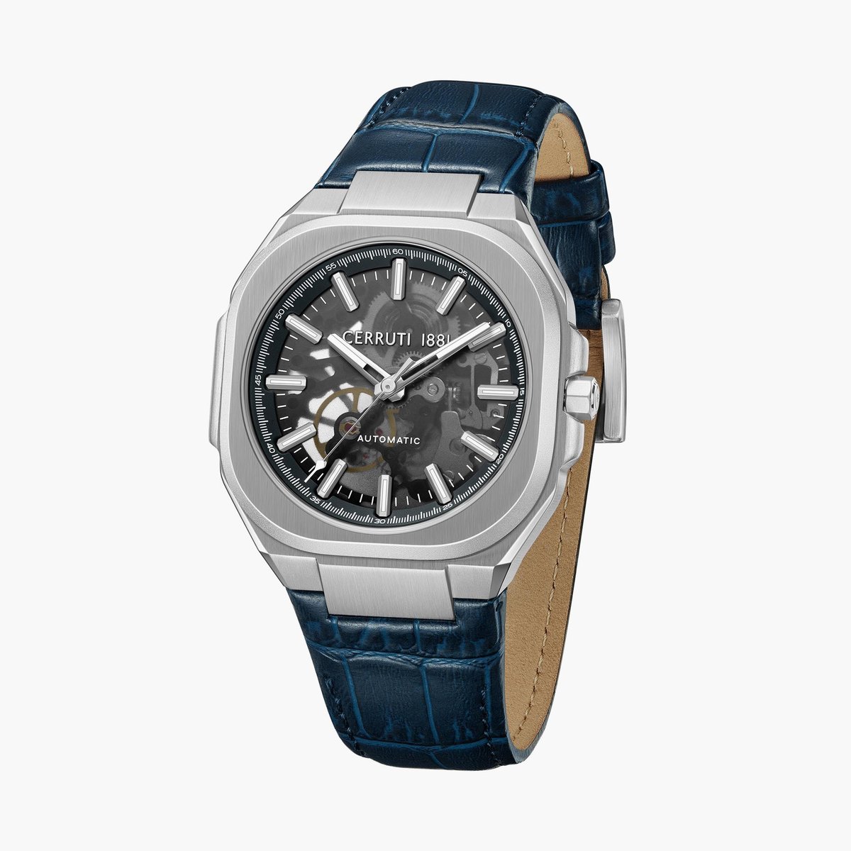 CERRUTI 1881 Men Blue Dial Automatic Watch with Leather Strap
