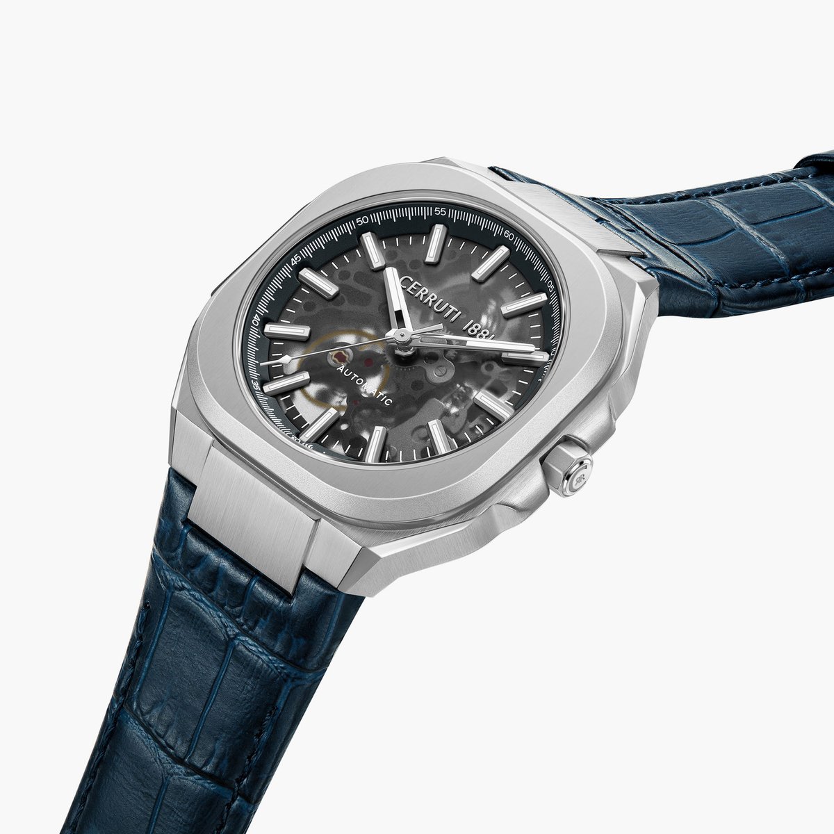 CERRUTI 1881 Men Blue Dial Automatic Watch with Leather Strap
