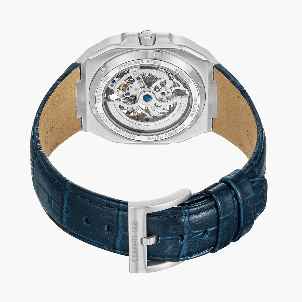 CERRUTI 1881 Men Blue Dial Automatic Watch with Leather Strap