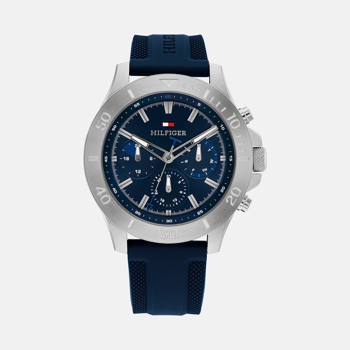 Tommy Hilfiger Quartz Multifunction Blue Dial Blue Silicone Strap Watch for Men