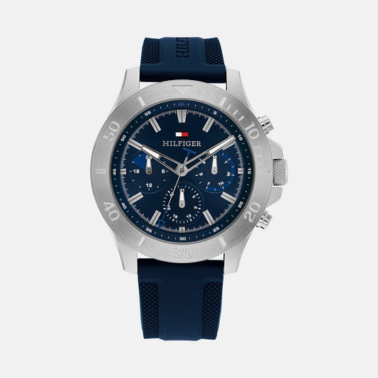 Tommy Hilfiger Quartz Multifunction Blue Dial Blue Silicone Strap Watch for Men