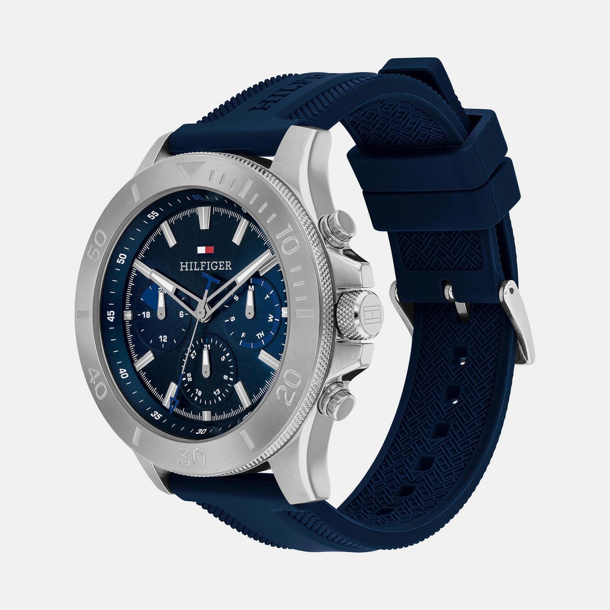 Tommy Hilfiger Quartz Multifunction Blue Dial Blue Silicone Strap Watch for Men
