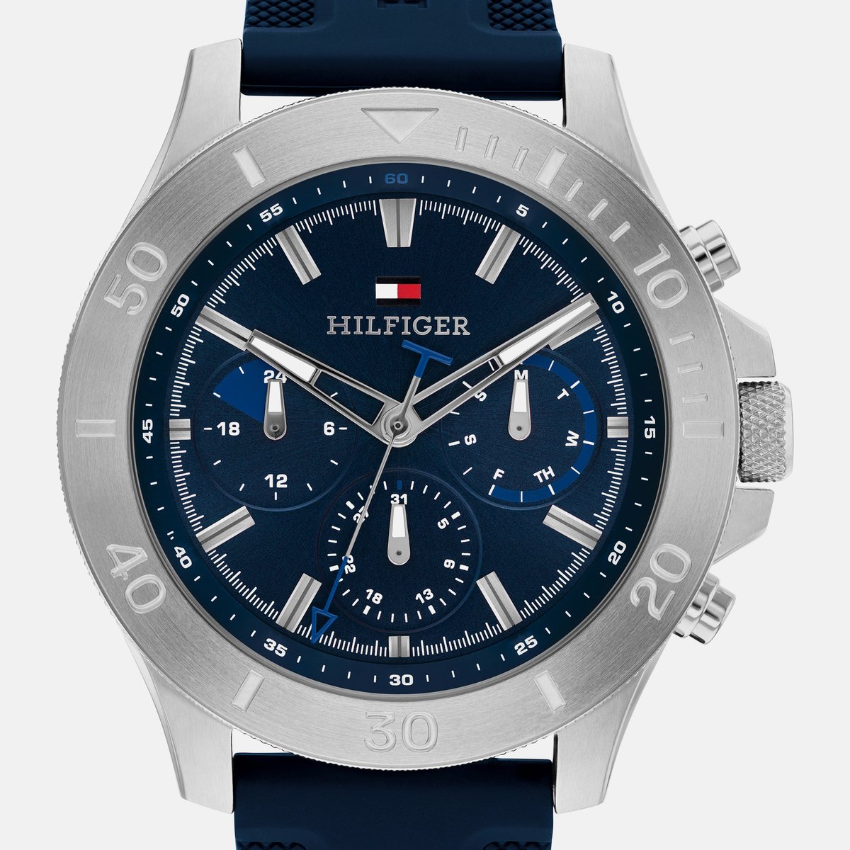 Tommy Hilfiger Quartz Multifunction Blue Dial Blue Silicone Strap Watch for Men
