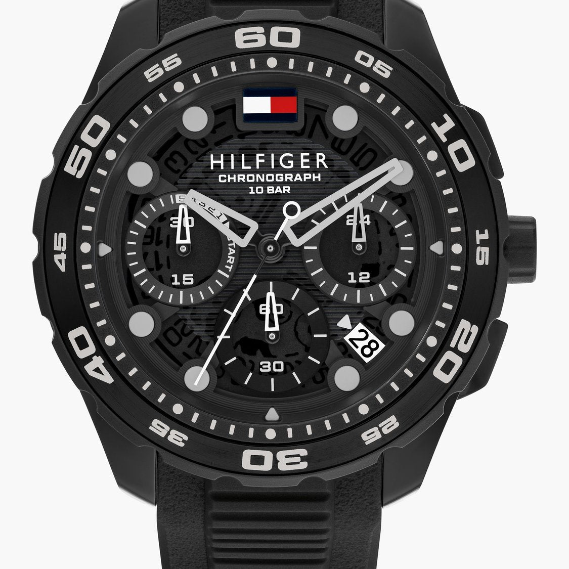 Tommy Hilfiger Quartz Chronograph Black Dial Black Silicone Strap Watch For Men