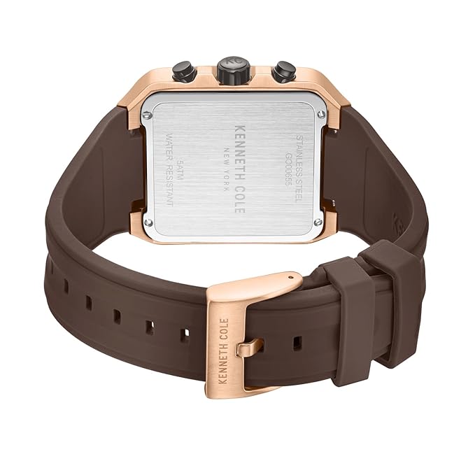 Kenneth Cole Quartz Analog with Brown Dial Brown Silicone Strap Watch for Men