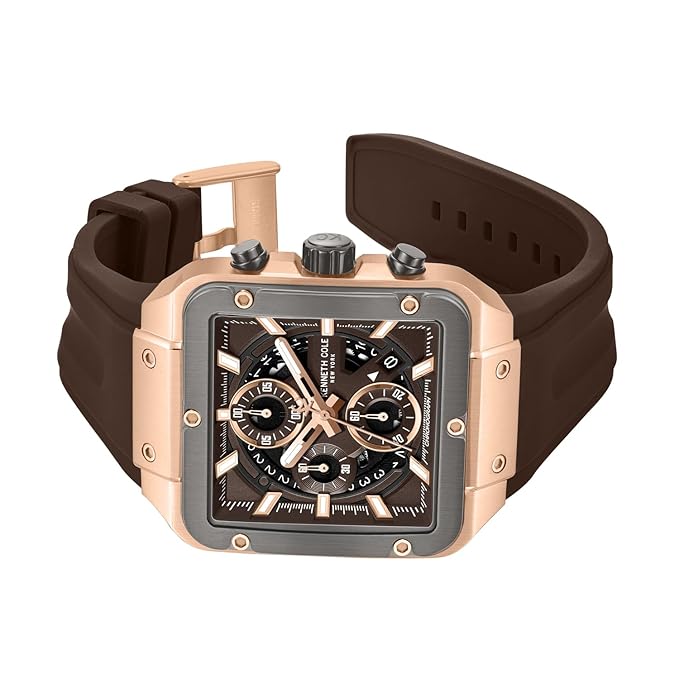 Kenneth Cole Quartz Analog with Brown Dial Brown Silicone Strap Watch for Men