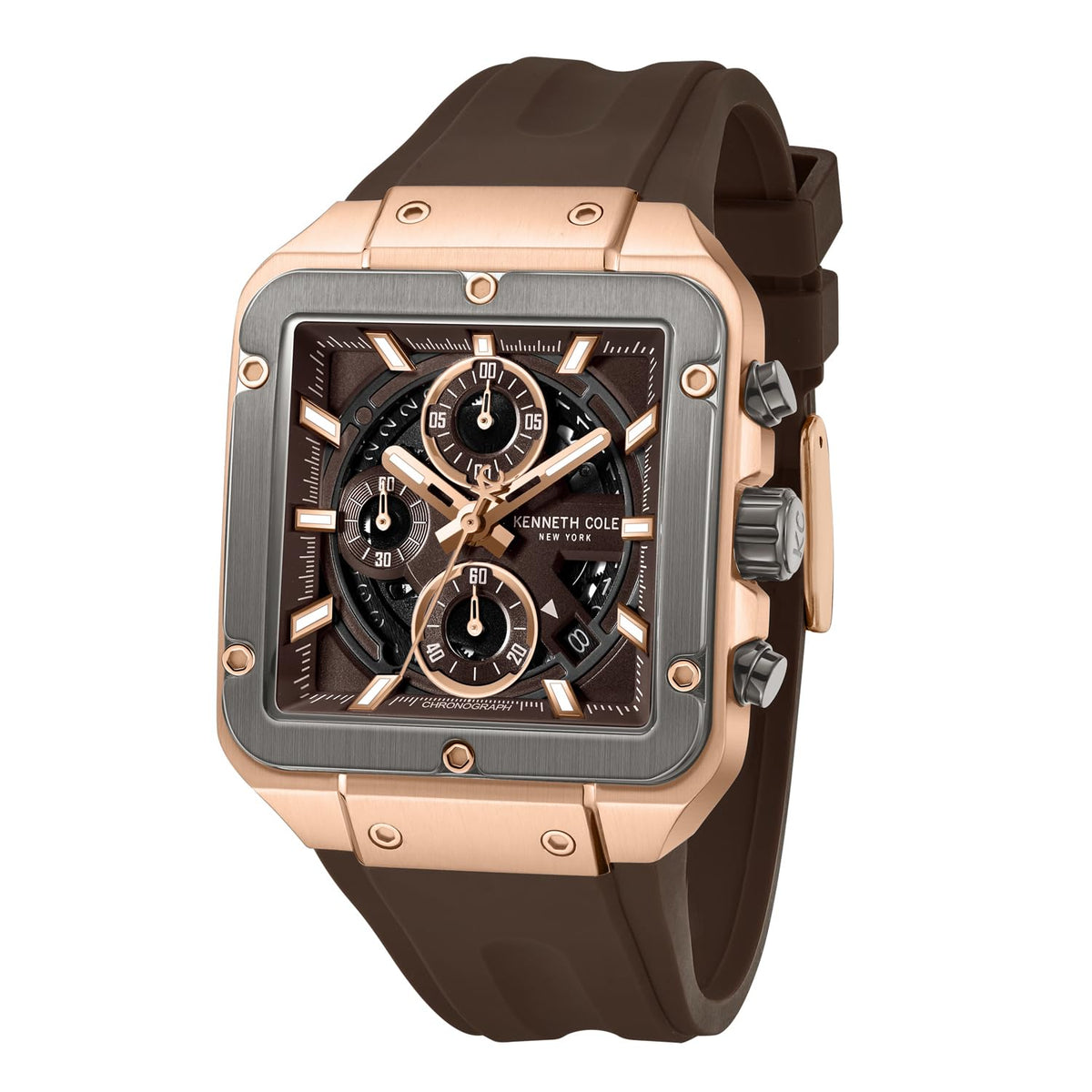 Kenneth Cole Quartz Analog with Brown Dial Brown Silicone Strap Watch for Men