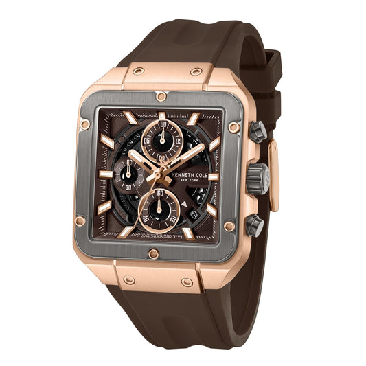 Kenneth Cole Quartz Analog with Brown Dial Brown Silicone Strap Watch for Men