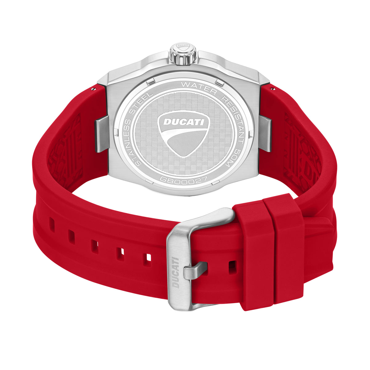 Ducati Quartz Analog Black Dial Red Silicone Strap Watch For Men