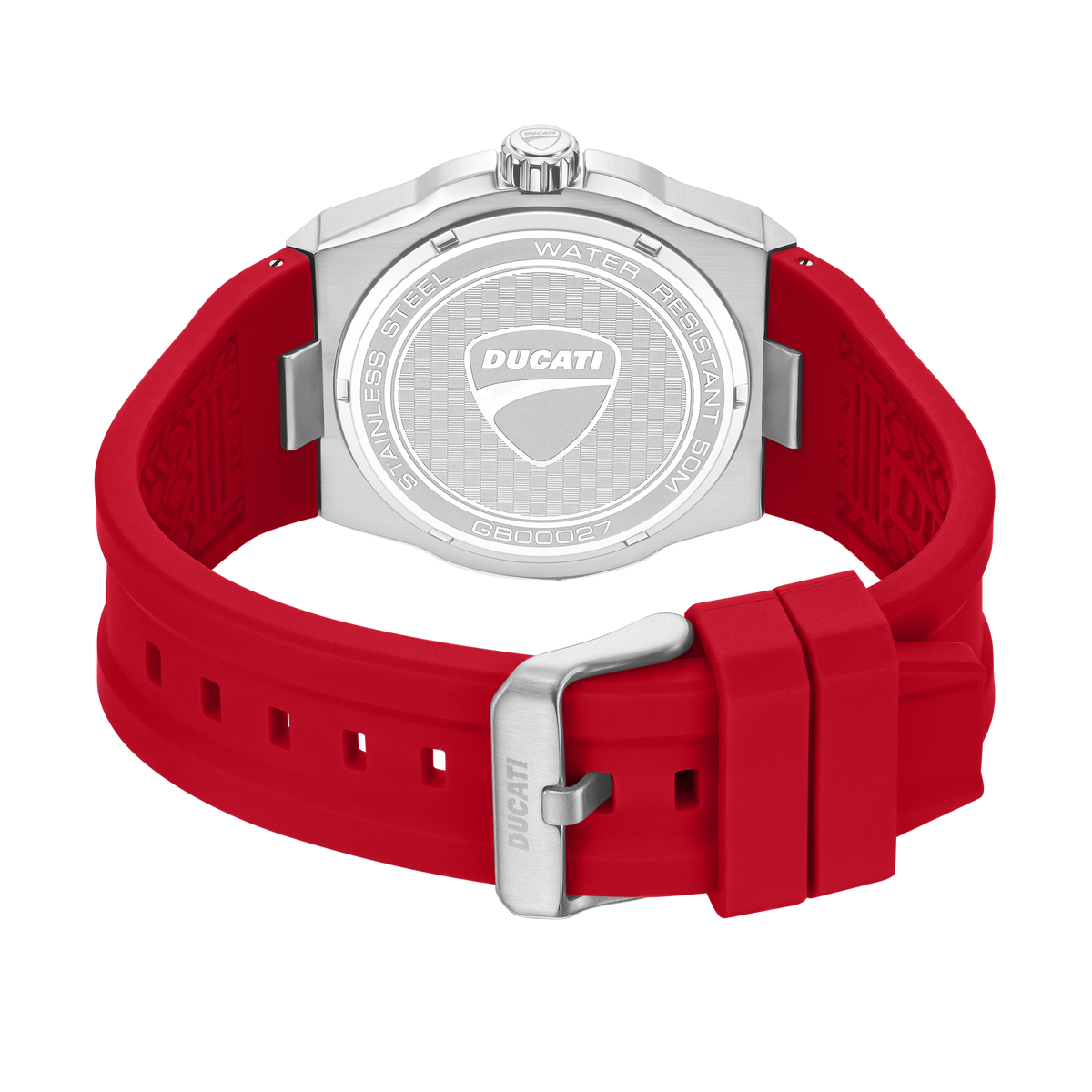 Ducati Quartz Analog Black Dial Red Silicone Strap Watch For Men