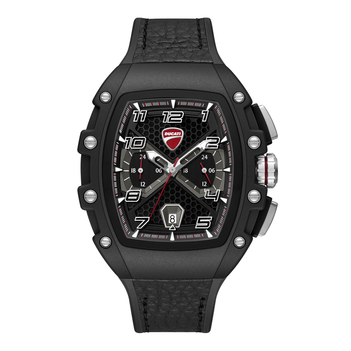 Ducati Quartz Multifunction Black Dial Black Silicone Strap Watch For Men