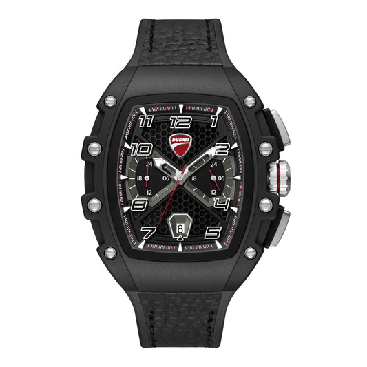 Ducati Quartz Multifunction Black Dial Black Silicone Strap Watch For Men