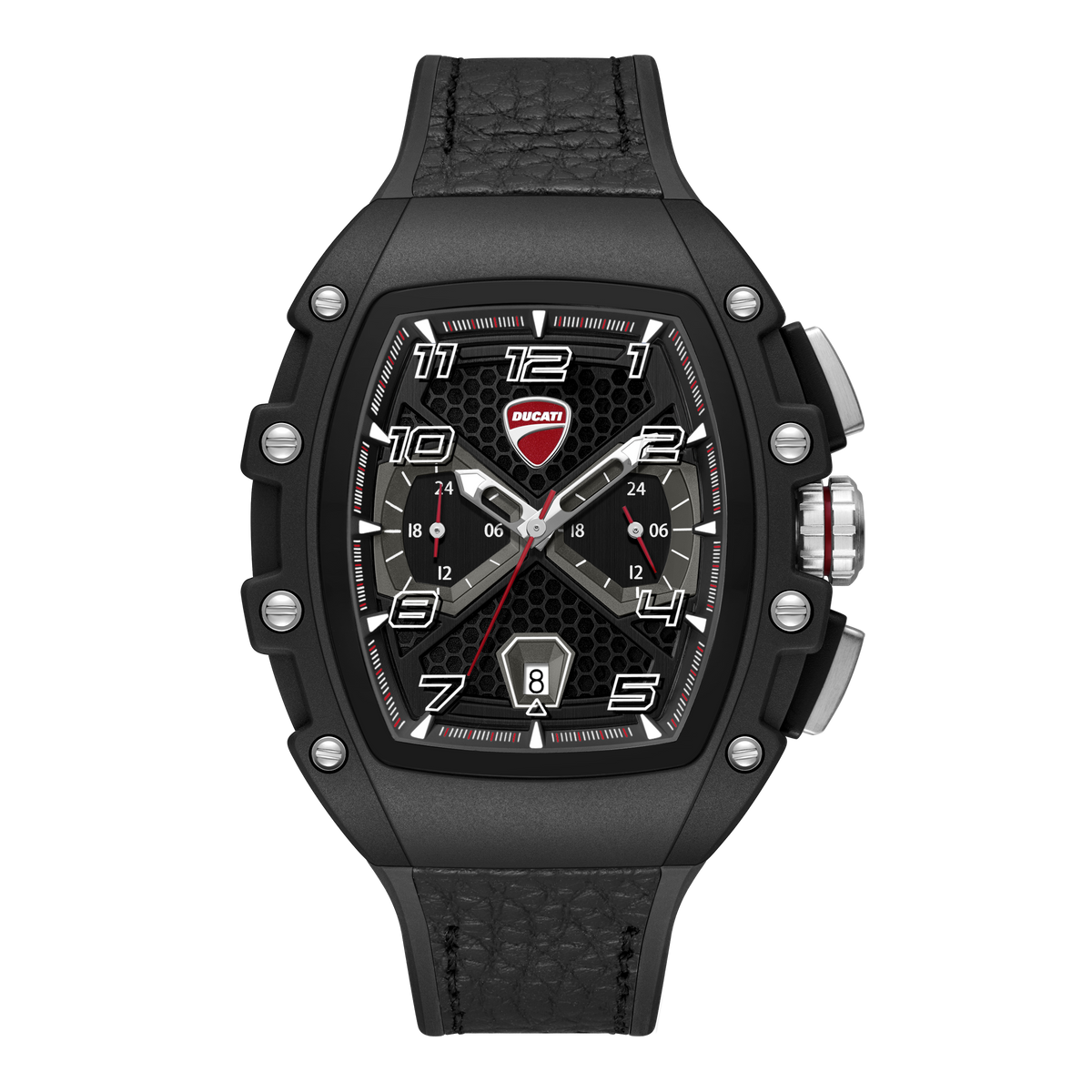 Ducati Quartz Multifunction Black Dial Black Silicone Strap Watch For Men
