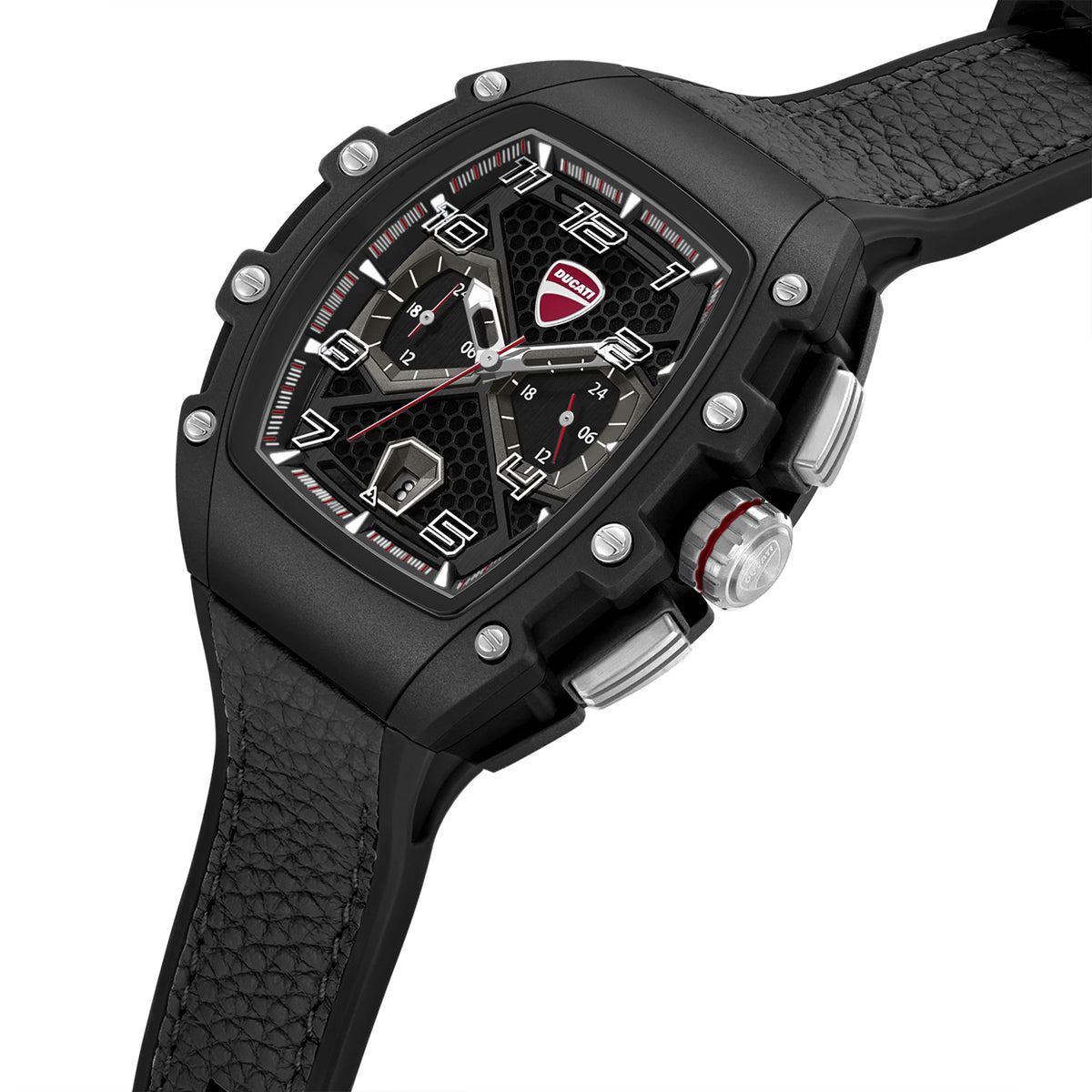 Ducati Quartz Multifunction Black Dial Black Silicone Strap Watch For Men