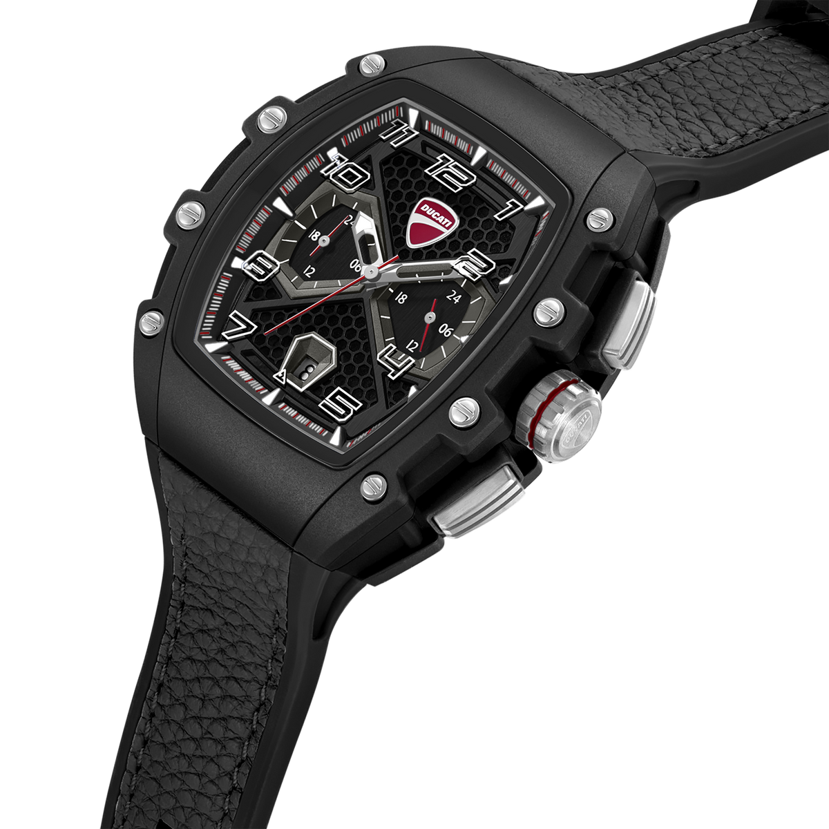 Ducati Quartz Multifunction Black Dial Black Silicone Strap Watch For Men