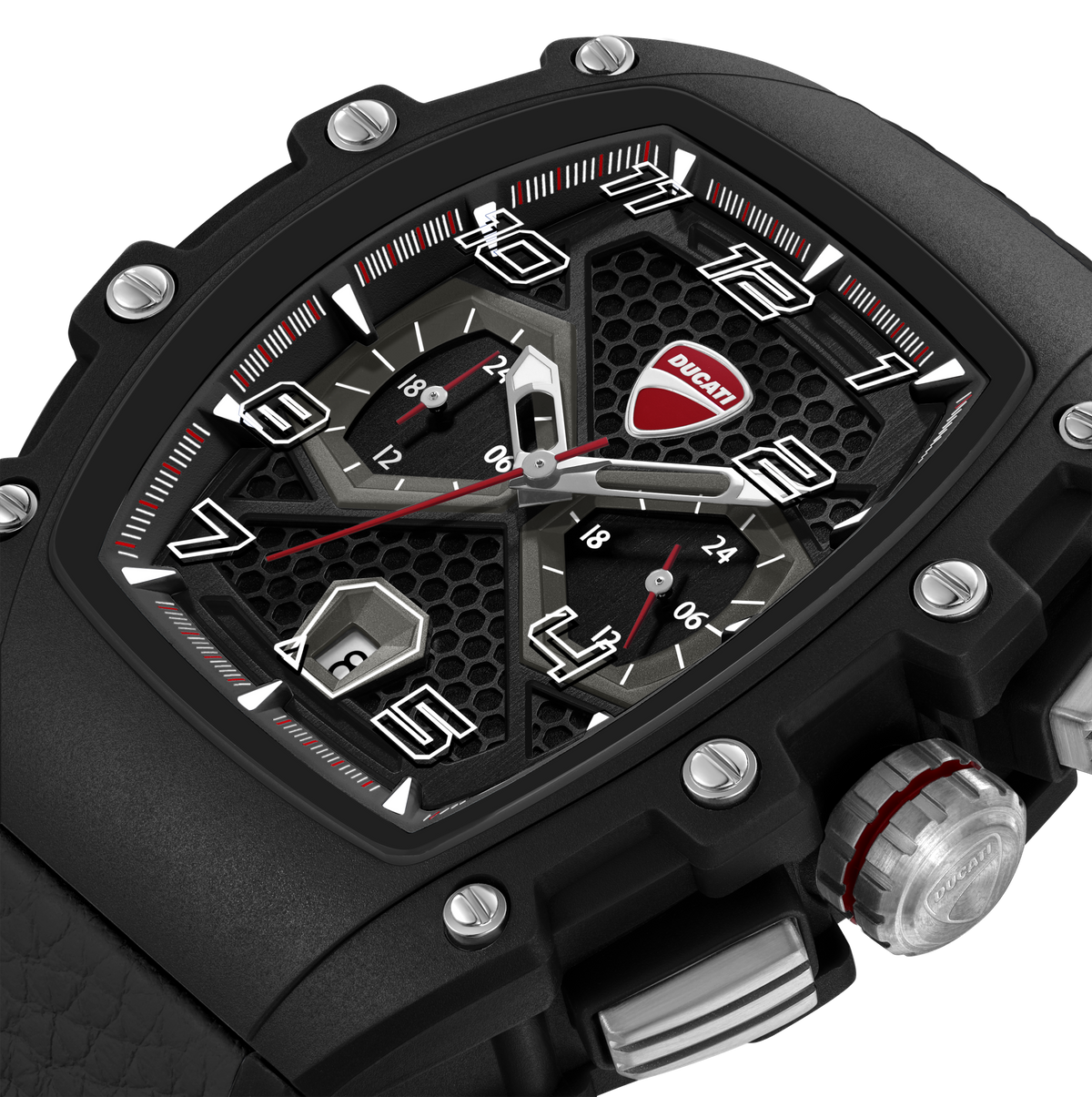 Ducati Quartz Multifunction Black Dial Black Silicone Strap Watch For Men