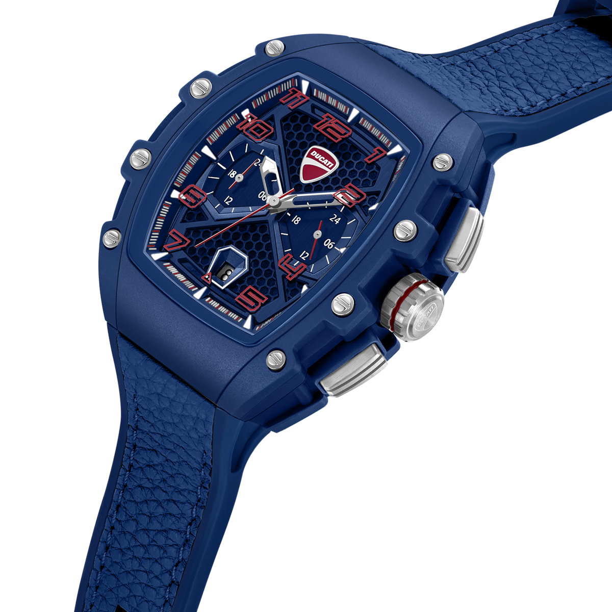 Ducati Quartz Multifunction Blue Dial Blue Silicone Strap Watch For Men