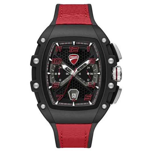Ducati Quartz Multifunction Black Dial Black Silicone Strap Watch For Men